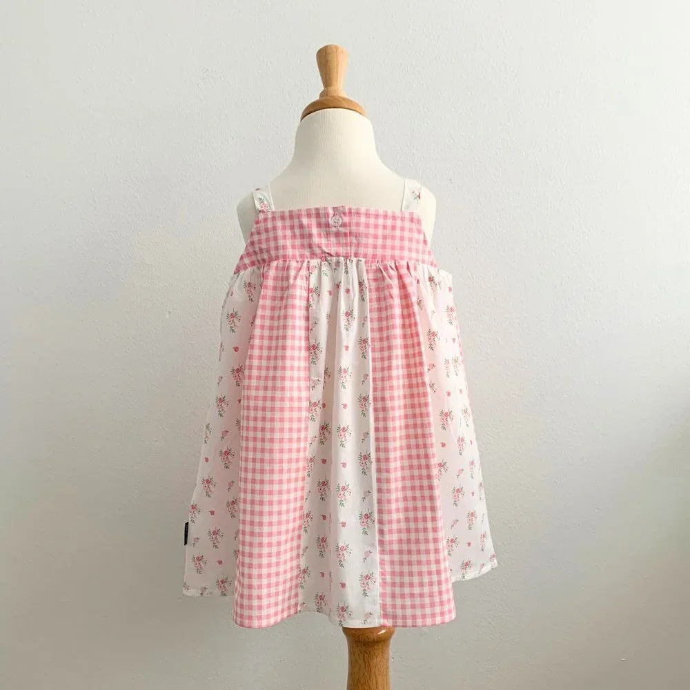 NWT Pretty Girls Spring & Summer Dress Bohemian Princess Floral & Gingham 18-24M - Picture 5 of 8